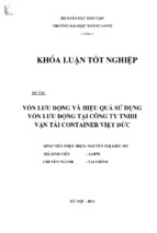 Vốn lưu động và hiệu quả sử dụng vốn lưu động tại công ty tnhh vận tải container việt đức