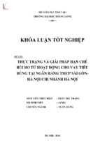 Thực trạng và giải pháp hạn chế rủi ro từ hoạt động cho vay tiêu dùng tại ngân hàng tmcp sài gòn   hà nội chi nhánh hà nội