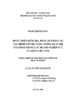 Hoàn thiện kiểm tra và phân tích báo cáo tài chính với việc tăng cường quản trị tài chính trong các doanh nghiệp vừa và nhỏ ở việt nam