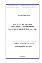 A study on the impact of foreign direct investment on economic development of lao p.d.r.