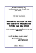 Hoàn thiện phân tích hiệu quả kinh doanh trong các công ty cổ phần niêm yết trên thị trường chứng khoán việt nam.