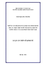 Những vấn đề kinh tế xã hội nảy sinh trong đầu tư trực tiếp nước ngoài của một số nước châu á và giải pháp cho việt nam