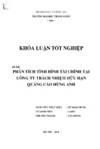 Phân tích tình hình tài chính tại công ty trách nhiệm hữu hạn quảng cáo hùng anh