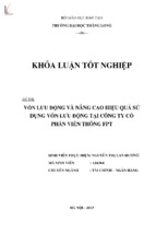 Vốn lưu động và nâng cao hiệu quả sử dụng vốn lưu động tại công ty cổ phần viễn thông fpt