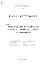 Phòng ngừa rủi ro tín dụng tại ngân hàng thương mại cổ phần sài gòn   hà nội (shb)