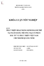 Phát triển hoạt động kinh doanh thẻ tại ngân hàng thương mại cổ phần đầu tư và phát triển việt nam chi nhánh quảng ninh