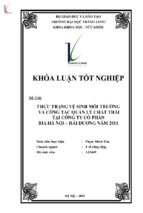 Thực trạng vệ sinh môi trường và công tác quản lý chất thải tại công ty cổ phần bia hà nội   hải dương năm 2011