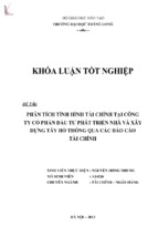 Phân tích tình hình tài chính tại công ty cổ phần đầu tư phát triển nhà và xây dựng tây hồ thông qua các báo cáo tài chính