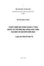 Hoàn thiện nội dung quản lý nhà nước về thương mại hàng hóa trên địa bàn hà nội đến năm 2020