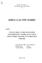 Vốn lưu động và một số giải pháp tài chính nâng cao hiệu quả sử dụng vốn lưu động tại công ty cổ phần may vĩnh phú