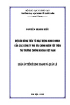 Dự báo dòng tiền từ hoạt động kinh doanh của các công ty phi tài chính niêm yết trên thị trường chứng khoán việt nam.