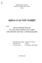 Quản lý rủi ro tín dụng tại ngân hàng thương mại cổ phần công thương việt nam   chi nhánh ba đình