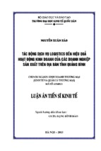 Tác động dịch vụ logistics đến hiệu quả hoạt động kinh doanh của các doanh nghiệp sản xuất trên địa bàn tỉnh quảng bình
