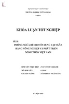 Phòng ngừa rủi ro tín dụng tại ngân hàng nông nghiệp và phát triển nông thôn việt nam