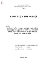 Quản lý vốn và một số giải pháp nâng cao hiệu quả quản lý vốn tại công ty tnhh một thành viên   kinh doanh nước sạch hưng yên