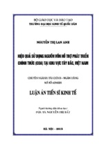 Hiệu quả sử dụng nguồn vốn hỗ trợ phát triển chính thức (oda) tại khu vực tây bắc, việt nam