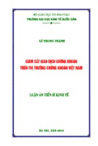 Giám sát giao dịch chứng khoán trên thị trường chứng khoán việt nam