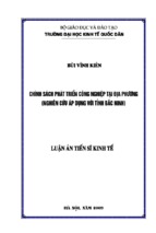 Chính sách phát triển công nghiệp tại địa phương (nghiên cứu áp dụng với tỉnh bắc ninh)