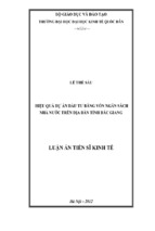 Hiệu quả dự án đầu tư bằng vốn ngân sách nhà nước trên địa bàn tỉnh bắc giang