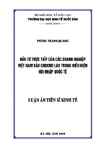 đầu tư trực tiếp của các doanh nghiệp việt nam vào cộng hòa dân chủ nhân dân lào trong điều kiện hội nhập quốc tế