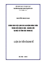 Chính sách việc làm cho lao động nông thôn trong bối cảnh di dân   nghiên cứu tại một số tỉnh bắc trung bộ.