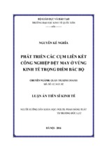 Phát triển các cụm liên kết công nghiệp dệt may ở vùng kinh tế trọng điểm bắc bộ