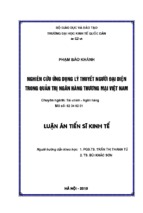 Nghiên cứu ứng dụng lý thuyết người đại diện trong quản trị ngân hàng thương mại việt nam