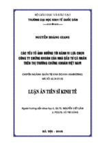 Các yếu tố ảnh hưởng đến hành vi lựa chọn công ty chứng khoán của nhà đầu tư cá nhân trên thị trường chứng khoán việt nam