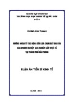 Những nhân tố tác động đến lựa chọn đất đai của các doanh nghiệp qua nghiên cứu thực tế tại thành phố hải phòng