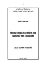 Nâng cao hiệu quả hoạt động tín dụng đầu tư phát triển của nhà nước