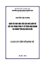 Quản trị theo mục tiêu của nhà quản trị cấp cao trong công ty cổ phần kinh doanh đa ngành trên địa bàn hà nội.