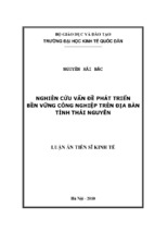 Nghiên cứu vấn đề phát triển bền vững công nghiệp trên địa bàn tỉnh thái nguyên