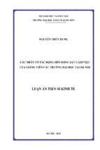 Các nhân tố tác động đến động lực làm việc của giảng viên các trường đại học tại hà nội.