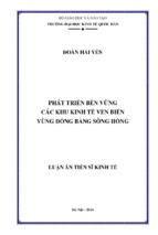 Phát triển bền vững các khu kinh tế ven biển vùng đồng bằng sông hồng