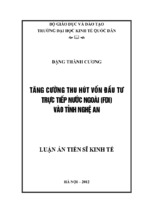 Tăng cường thu hút vốn đầu tư trực tiếp nước ngoài (fdi) vào tỉnh nghệ an.