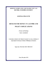 Demand for money in lao pdr and policy implications