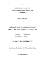 Chính sách đối ngoại kinh tế trong thời kỳ hội nhập – nghiên cứu tại hà nội