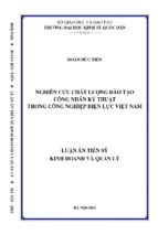 Nghiên cứu chất lượng đào tạo công nhân kỹ thuật trong công nghiệp điện lực việt nam.