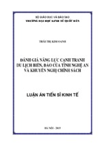 đánh giá năng lực cạnh tranh du lịch biển, đảo của tỉnh nghệ an và khuyến nghị chính sách