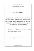 Sử dụng phương pháp thực nghiệm trong dạy học phát hiện và giải quyết vấn đề khi dạy học