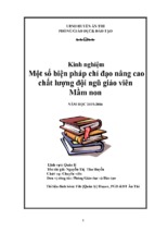 Skkn sáng kiến kinh nghiệm một số biện pháp chỉ đạo nâng cao chất lượng đội ngũ giáo viên mầm non.