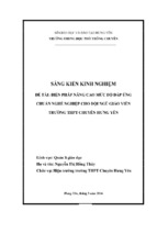 Skkn sáng kiến kinh nghiệm biện pháp nâng cao mức độ đáp ứng chuẩn nghề nghiệp cho đội ngũ giáo viên trường thpt chuyên hưng yên