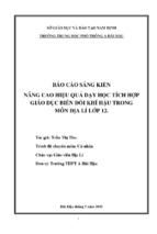 Skkn sáng kiến kinh ngiệm nâng cao hiệu quả dạy học tích hợp giáo dục biến đổi khí hậu trong môn địa lí lớp 12.