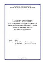 Skkn sáng kiến kinh nghiệm quản lí hoạt động của tổ chuyên môn ở các trường thpt huyện văn lâm, tỉnh hưng yên trong bối cảnh đổi mới giáo dục hiện nay.