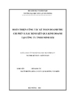 Hoàn thiện công tác kế toán doanh thu, chi phí và xác định kết quả kinh doanh tại công tnhh minh hải