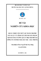 Hoàn thiện tổ chức kế toán chi phí sản xuất và tính giá thành sản phẩm nhằm tăng cường quản trị chi phí tại công ty cổ phần bia hà nội   hải phòng