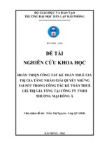 Hoàn thiện công tác kế toán thuế giá trị gia tăng nhằm giải quyết những sai sót trong công tác kế toán thuế giá trị gia tăng tại công ty tnhh thương mại đông á