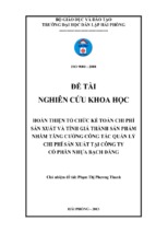 Hoàn thiện tổ chức kế toán chi phí sản xuất và tính giá thành sản phẩm nhằm tăng cường công tác quản lý chi phí sản xuất tại công ty cổ phần nhựa bạch đằng