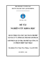 Hoàn thiện tổ chức kế toán chi phí sản xuất và tính giá thành sản phẩm góp phần quản trị chi phí tại công ty cổ phần thép việt nhật