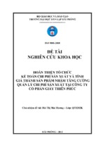 Hoàn thiện tổ chức kế toán tập hợp chi phí sản xuất và tính giá thành sản phẩm nhằm tăng cường quản lý chi phí sản xuất tại công ty cổ phần giầy thiên phúc